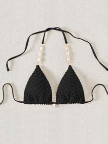 SHEIN Swim 适合海滩度假的纹理纯色比基尼泳装