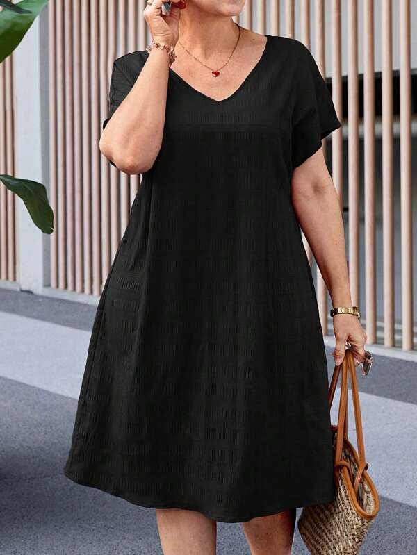 Miaspire Plus Size Loose Fit Solid Color Batwing Sleeve Casual Dress Spring Outfits For Women Bridal Shower Dress White Elegant,Summer Outfits For Women,Sun Dresses For Women