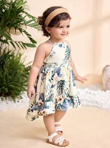 Travachic KIDS Babygirl Elegant & Adorable Floral Print Sleeveless Vacation Dress, Summer - Multicolor - View 4