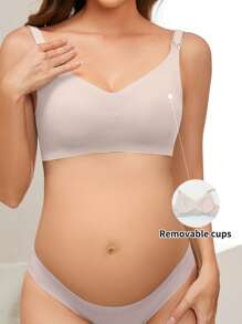 Moonlight&Mama 孕妇内衣，纯色，夏季时尚 - 淺粉色 - 查看 3