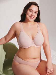 LUVLETTE Plus Dream Curve Air Full Coverage Airy Breathable Sheer Mesh Spacer Cup Bra Pink Minimizer Bra