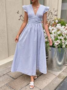Serisse Women's V-Neck Long Dress, Simple And Fashionable, Suitable For Summer Dresses For Wedding Event