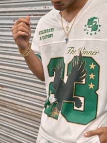 AXEPEAK 2pcs Set Men's Small V-Neck Digital Print Loose Jersey T-Shirt And Shorts Summer Outfit, Streetwear Ready - Multicolor - View 5