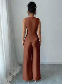 Selianne Women Two Pieces Outfits For Daily Wear - Brown - View 2