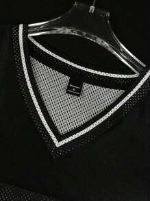 Manfinity Sporsity Plus Size Men's Summer Casual V-Neck Numeric Graphic T-Shirt