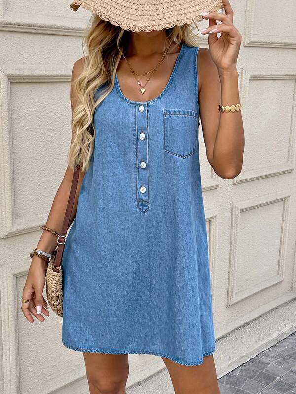 EMERY ROSE Women Denim Sleeveless Mini Dress, Casual Fitted Blue' Women's Spring Dresses Women Dress Women Outfits Summer Dresses For Women Summer Dress Dresses For Women Summer Vacation Dress Strapless Dress Flowy Dress Off The Shoulder Dress Boho Dress Vacation Dresses Tropical Dress Island Vacation Outfits