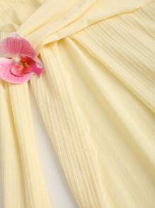 Sweetra Ruched High Slit Bandeau Bodycon Dress, Elegant - Yellow - View 5