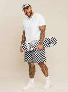 EASEVO Plus Size Men's Casual Loose White Woven Shorts - White - View 2