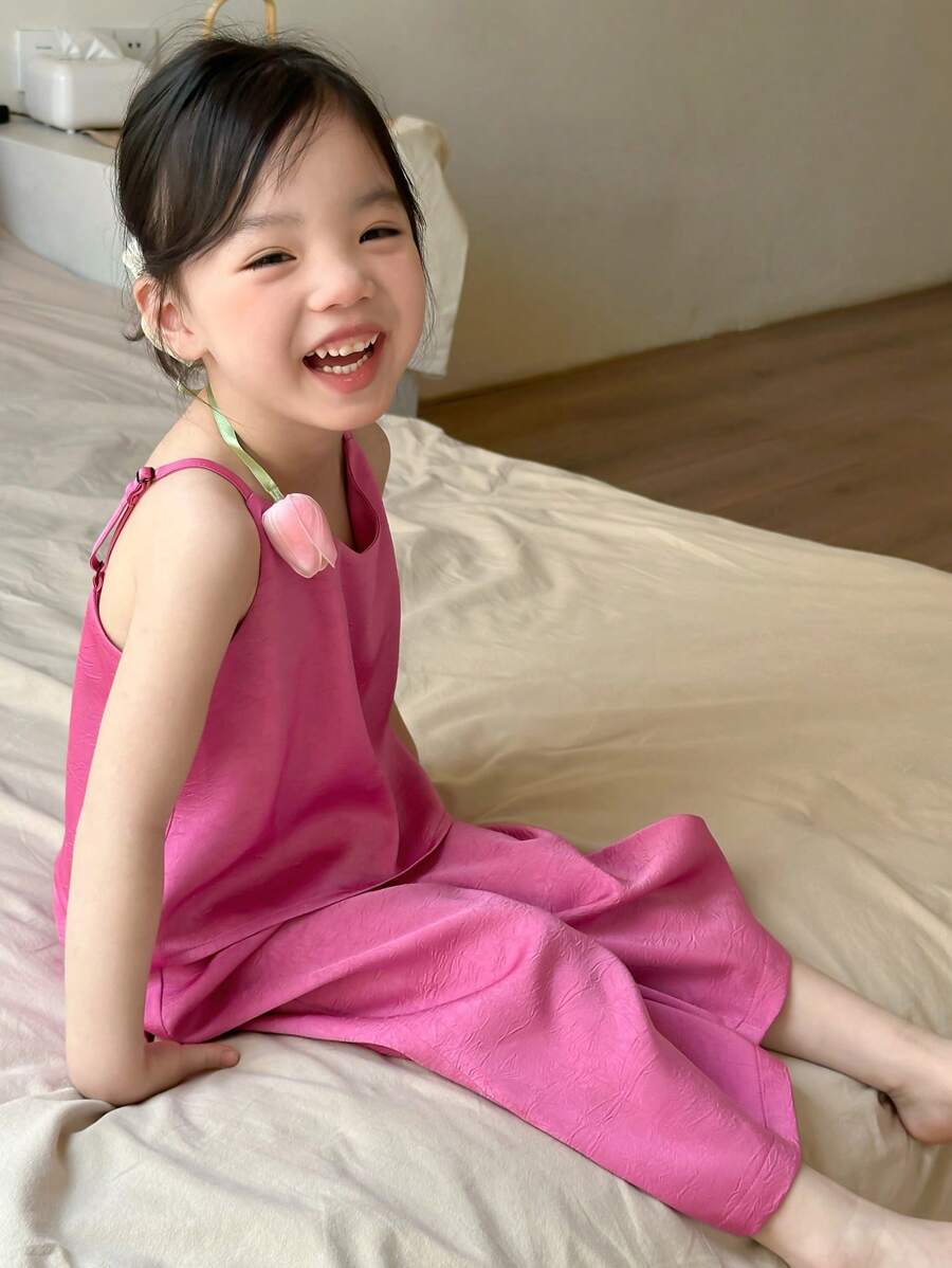 DAZY Young Girl Young Girl Cami Top + Pants Home/Loungewear Set, Summer - Hot Pink - View 1