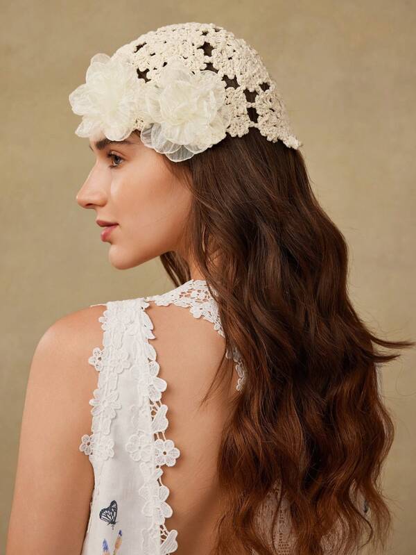 MOTF PREMIUM STEREO FLORAL CROCHET BEANIE HAT