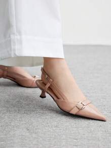 CUCCOO BIZCHIC Modische Damen Spitze Ketten-Absatz High Heel Pumps, Pendler Stil