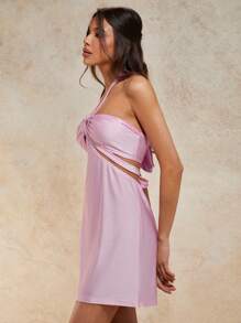 COSMINA Damen elegantes ärmelloses Mini Kleid mit kreisförmigem Detail, Sommerkleid - Pink - Übersicht 6