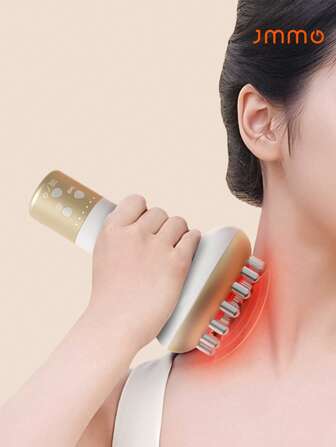 JMMO 肩颈按摩器，6 档电极，振动，热敷，可充电手持按摩器，适用于颈部、背部、肩部、小腿、腿部度假露营必备品度假配件，露营用品