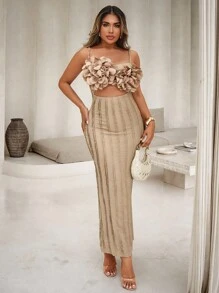 Xyvia Vestido elegante con corte tridimensional y diseño floral para mujer