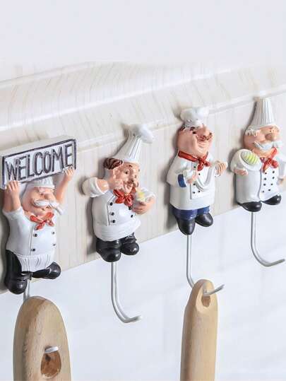 1 pieza Gancho de pared sin taladro, de acero inoxidable y resina, para colgar en la puerta o en la cocina del hogar