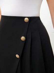 SHEIN Clasi Shorts plissettati con bottoni, gonne corte da donna taglie forti per l'estate