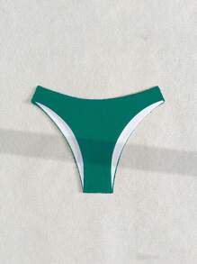 Swim Basics Women's Solid Color Hipster Bikini Bottoms For Summer Beach Vacation - Dark Green - View 4