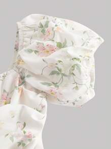 SHEIN MOD Vestido camiseta corto con hombros descubiertos y estampado floral, vestido de cóctel para fiesta y baile de graduación