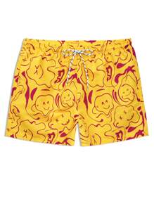 Manfinity Swimmode Men's Cartoon Print Drawstring Waist Beach Shorts, Suitable For Summer Holiday - Multicolor - View 5