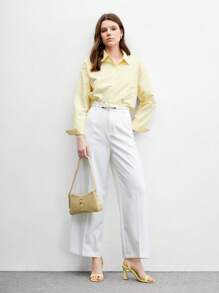 CUCCOO BIZCHIC 女士休闲石纹PU带舒适厚底黄色高跟方头凉鞋 - 黃色 - 查看 5