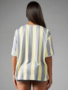 Missguided x Playboy Oversized Jersey T-Shirt Retro Striped Sports Style Streetwear Summer Athletic Tee Loungewear Urban Fashion Statement Logo Athleisure Collaboration