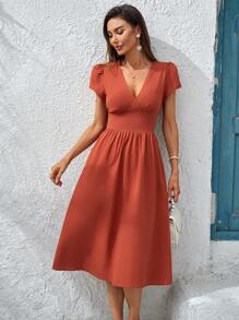 SHEIN Clasi Women Summer Elegant Solid Color Waisted Dress  Summer Dresses For Women