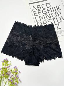 Ropa interior de encaje sexy para mujer, pantaloncitos románticos simples y transpirables para mujer, 1 pieza de lencería