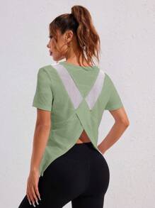 Daily&Casual Colorblock Casual Round Neck Short Sleeve Sports T-Shirt, Summer