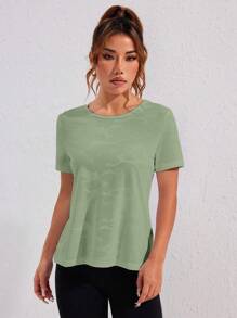 Daily&Casual Colorblock Casual Round Neck Short Sleeve Sports T-Shirt, Summer