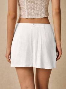 Poéselle 女士纯色时尚短裤，适合夏季 - 白色 - 查看 3