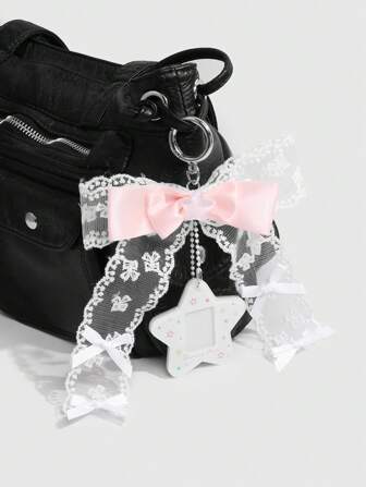 Kawaii 1pc Minimalist Elegant Versatile High-Quality Acrylic Star Pendant With Bowknot Decor, Suitable For Women & Girls, Daily Wear & Holiday Gift