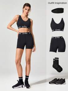 GLOWMODE Sujetador deportivo Powersculpt™ de alto impacto con banda elástica, tirantes cruzados ajustables, cuello en V y copas desmontables para entrenamiento, gimnasio y running