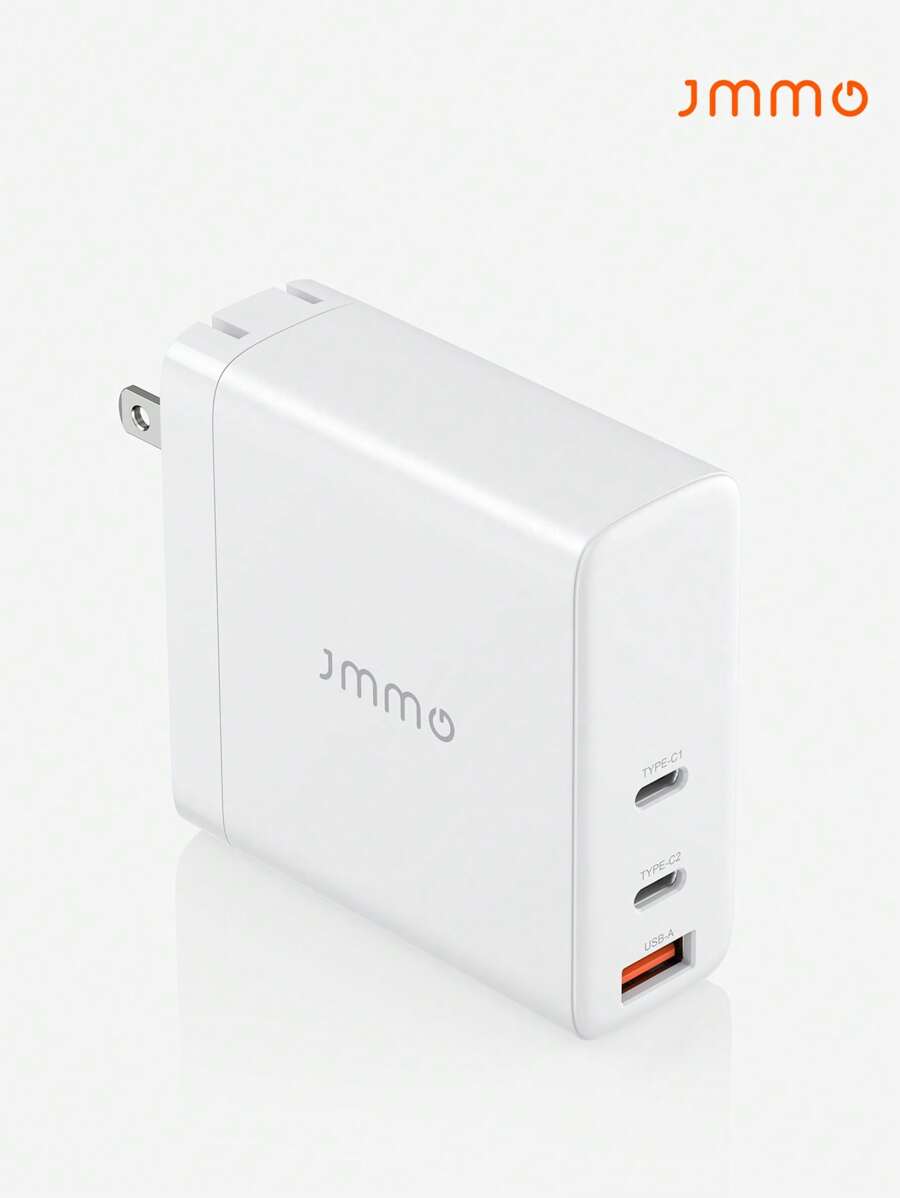 JMMO USB充電器 140W 3孔牆充快速充電器,2個USB-C孔與1個USB-A孔,超快雙用筆電手機充電器,便攜式充電器 - 白色 - 查看 1