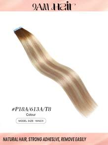 Real Remy Human Hair 12-24inches Straight Tape In Human Hair Extensions Natural High Quality Silky Seamless Invisible PU Tape In Hair Extensions 20PCS 50G/Pack For Salon - S18A/613A - View 2