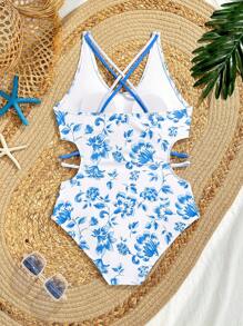 SHEIN Costume da bagno di moda e intero da ragazza in età prepuberale, adatto per l'estate