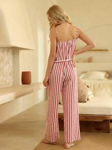 Lullawish Pijama tipo mono de mujer con tirantes a rayas