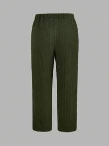 SHEIN LUNE Conjunto informal de 2 piezas de talla grande: Top de tirantes de unicolor y pantalón, camisa - Verde - Ver 5