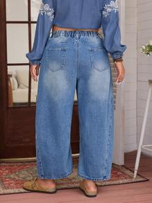 EMERY ROSE 大码女式休闲无弹力美式街头风牛仔裤，四季皆宜 - 藍色 - 查看 2