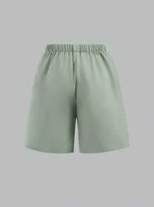 SHEIN Leap Crew 3pcs Tween Boy Casual Gentlemen Vest, Shirt, Shorts & Bowknot Outfit Set, Suitable For Commute, School, Casual Occasions, Weddings, Birthday Parties, Spring/Summer - White - View 7