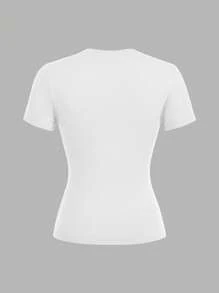 SHEIN EZwear 3 件套女士休闲紧身长袖圆领 T 恤套装（黑色、浅蓝色和白色），适合夏季 - 彩色 - 查看 10
