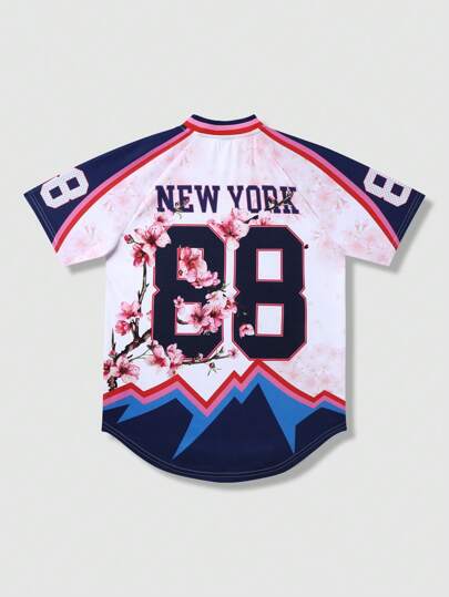 Anime Maillot de sport hockey sur glace avec motif sakura pour hommes, adapté pour le port casual de tous les jours au printemps/été