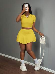 Slaydiva Women Two Pieces Outfits For Daily Wear - Yellow - View 5