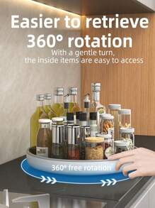 1pc Kitchen Turntable Multi-Function Countertop Condiment Bottle Soy Sauce Vinegar Storage Rack Fruit Plate 360 Rotating Storage Rack,Kitchen,Kitchen Accessories,Kitchen Organization And Storage