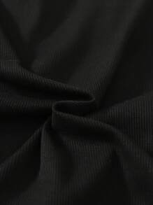 SHEIN Leap Crew 青少年女孩黑色背心搭配棕色圖案寬鬆短褲夏季海灘套裝穿搭 - 棕色 - 查看 5