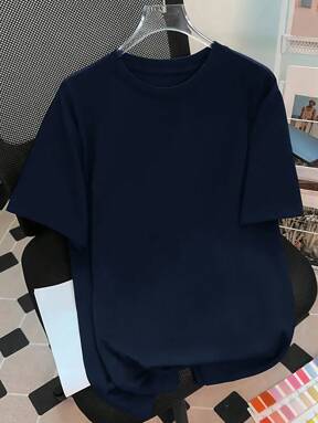 INAWLY Women's Summer Simple Solid Color Round Neck Short Sleeve T-Shirt