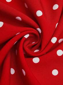 SHEIN CURVE+ Polka Dot Print Minimalist Retro Dress, Fashionable For Summer , Christmas - Red - View 5