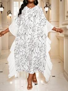 SHEIN Lady Holiday Dresses Plus Size White Short Sleeve Women's Robe ...