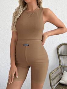 SHEIN Maternity Two Pieces Suits - Brown - View 4