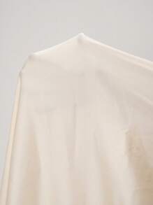 SHEIN Clasi Summer Women's Elegant Women's Solid Color Contrast Mesh V-Neck Cinched Waist Small Cap Sleeve A-Line Dress, Suitable For Various Occasions To Wear - Apricot - View 8