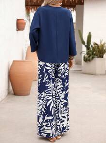 EMERY ROSE Women Two Pieces Outfits For Daily Wear - Navy Blue - View 2